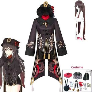 Anime Costumes Game Genshin Impact Hutao Cosplay Come Uniform Wig Chinese Style Halloween Carnival Party Comes For Women Game Hu Tao Z0301