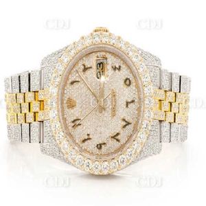 Wysokiej jakości hip-hopowa moda złota zegarek na nadgarstek luksusowe mężczyzn moissanite diamond lodowany stalowy kwarc zegarek dla mengn90