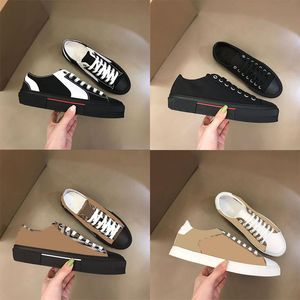 Lyxiga biobaserade gummi skor sneakers mäns tryckt rutigt tryckt brev pläd kalvskinn canvas skor bomull gabardine b platt skor casual skor sneakers