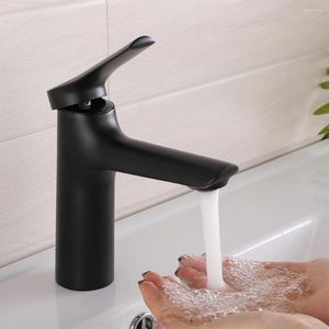 Bathroom Sink Faucets SKOWLL Vanity Faucet Single Hole Deck Mount Basin Mixer Matte Black SK-6818