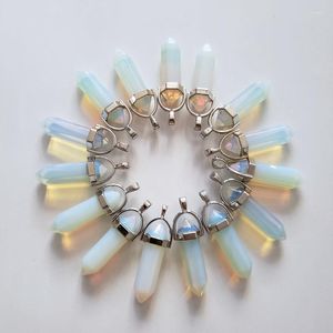 Anhänger Halsketten 2023 24PCS Mode Opal Natural Stones Hochwertige Säulenanhänger für die Herstellung von Schmuckanhörungen