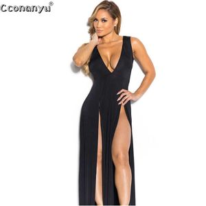 Casual Dresses 2019 Summer Women Ladies Sexy Deep Vneck Splites Hylses Party Asymmetrical Floor Length Bandage Dress Z0216