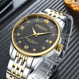 Armbanduhren Karneval Männer Business Uhr Luxus Automatische Edelstahl Wasserdicht Doppel Kalender Mechanische Uhren Relogio Masculino