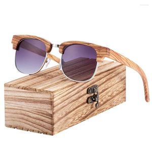 Sunglasses BARCUR Wood Gradient Glass Women's Wooden Box Free UV400 Protection Polarized Feminino