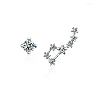 Stud Earrings Temperament Exquisite Asymmetric Fashion Silver Plated Jewelry Big Dipper Flash Stars Crystal XZE064