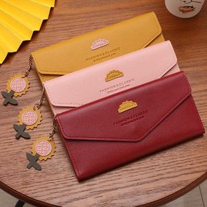 Wallets Female Wallet Blackblueyellowpinkred Fashion Card Holder Wallet Women Long Cellphone Bag PU Leather Money Bag Card Case 2022L230303