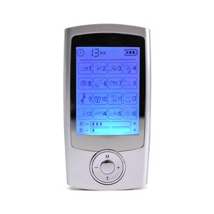 16 lägen Dual Output Full Body Massage Electric Pulse Tens Unit Fysioterapi Body Massager Mini Pain Relief EMS Muscle Stimulator 2in1 LCD Screen