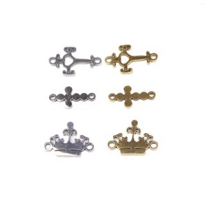 Charms 5sts Wholesell Rostfritt stål Cross Crawn Charm Connector Fashion Jewelry Anti-Allergy Pendant DIY Halsband Öronbrännare armband