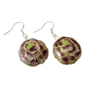 Vintage Cloisonné Emaille Blumen Design Charms Ohrringe 925 Silber Haken Eardrop Traditionelle Handarbeit Damen Accessoires Schmuck 10 Paare/Los