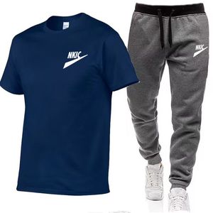 New Summer Men's Tracksuits T Shirt and Pants Two Piece Sets Men's Tracksuits Casual Sports Suit Brand Sportswear jogging Fashion Men Clothing Brand LOGO Print