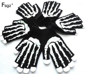 Five Fingers Gloves Winter For Men Soft Knitted Skeleton Hands Print Pattern Glove Hip Young Warm Thicken Good Quality 20231