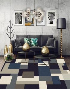 Tapijten modieus modern zwart blauw wit grijs geometrisch blok splicing woonkamer slaapkamer keuken bed tapijt matcustom siz4028830