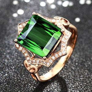 Ringos de cluster Emerald Gemtones para mulheres Citrino Amethyst Sapphire Crystal Zircon Diamonds Anilos Luxury Jewelry Cocktail Party Ring