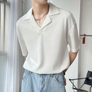 Męskie koszulki T-shirt Summer Lapel Men Men Slim Fit Fashion Koreańskie style Koszulę z krótkim rękawem męskie