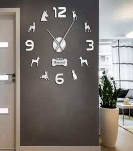 壁の時計は私のゼンジアフリカンテリアビッグクロック大きなDIYアートステッカー犬ペットホームデコーリオンハウンドジャイアンツ7335167を愛しています