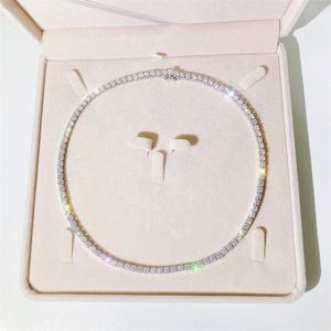 Роскошное 10 тысяч сплошного золота 2,5 мм когтя натуральное ожерелье SI1/Vs Diamond Tennis