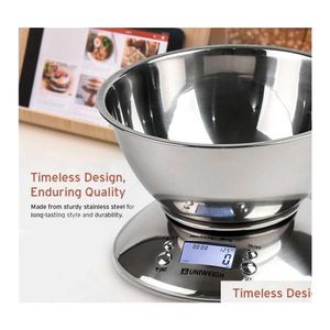 car dvr Measuring Tools Digital Kitchen Scale High Accuracy 11Lb/5Kg Food With Removable Bowl Room Temperature Alarm Timer Stainless Steel L Dhpul