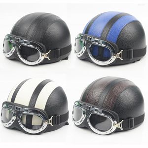 Motorcycle Helmets Summer Helmet Scooter Open Face With Visor UV Goggles Retro Vintage Style Motocross