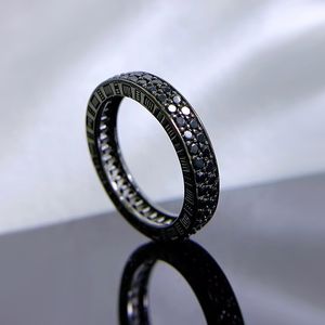 Vintage Lab Black Diamond Ring 100 % echtes 925 Sterling Silber Party Ehering Ringe für Frauen Männer Verlobung Schmuck Geschenk