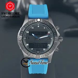 Professional Aerospace Evo Swiss Quartz Chronograph Mens Watch Mariner Blue Dial GMT Second Zone ميزة إنذار العد التنازلي ميزة الإضاءة الخلفية حزام مطاطي