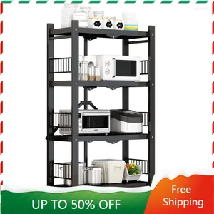 Kitchen Storage Microwave Oven Rack Trolley Floor Standing Cutlery Utensil Pot Dish Cozinha Utensilios Items AH50SR