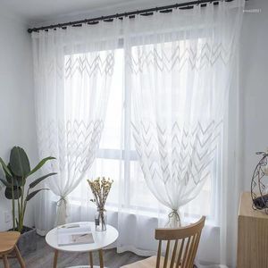 Curtain LISM White Waves Tulle Curtains For Living Room Bedroom Embroidered The Kitchen Window Treatments