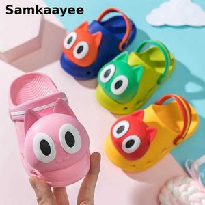 Slipper 0-6y Kids Mules Clogs Summer Baby Girls Boys Sandals Cartoon Cat Toddler Beach Slippers Children Cute Non-Slip Garden Shoes Y22 T230302