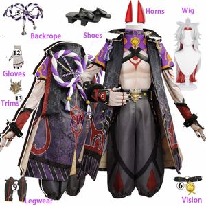 Anime Costumes Genshin Impact Arataki Itto cosplay Come Wig Shoes Devil Horns Anime Game Outfit Niestandardowy party