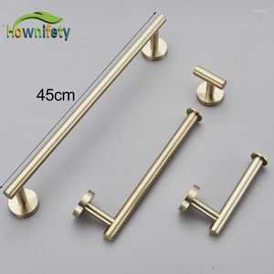 Set di accessori per il bagno Accessori hardware per il bagno in oro spazzolato Porta carta igienica rotondo Appendino per accappatoio Barra porta asciugamani Vite in acciaio inossidabile