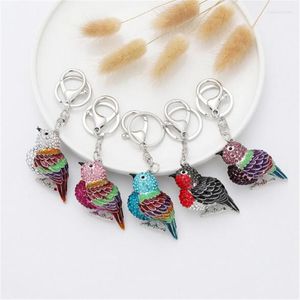 Keychains Colorful Crystal Cute Bird Keychain Rhinestone Animal Women Keyring Gift Bag Charm Car For Men Jewelry Accessories