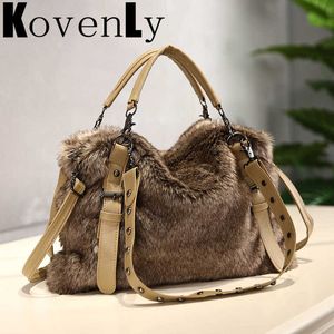 Plush Bags For Women Faux Fur Tote Bags Winter Women's Handbag Luxury Artificial Fashion Shoulder Bag High Quality Satchel Tote 230303