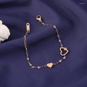 Charmarmband söt stål hjärtkedja justerbara armband kvinnor trendiga rostfritt hand smycken tillbehör femme