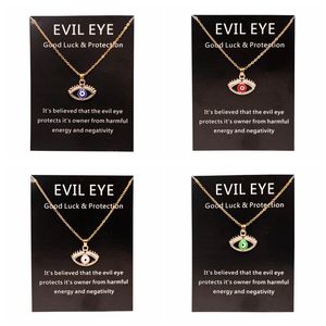 In Bulk Blue Devil's Eye Pendant Necklaces Mens Womens Evil Eyes Necklace Birthday Gift Jewelry With Card