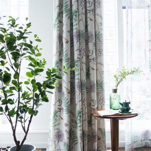 Gardin American Tropical Curtain for Living Room Green Blue Leaves Tulle Bedroom Cortinas Sheer Window Treatments