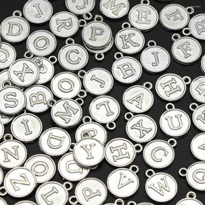 Charms Round Rhodium Letter Pendants Metal For Jewelry Making Accessories Silver Vintage Alphabet Charm Bracelets Handmade