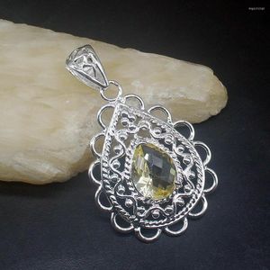 Colares de pingentes jóias gemitos de gemasfactory grande promoção 925 prata incrível amarelo citrino mulheres senhoras mamãe colar 20233875