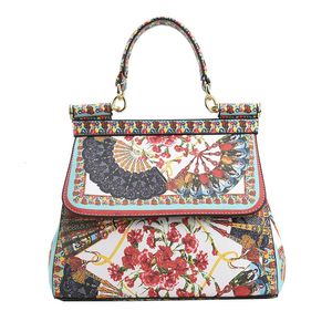 Bag Luggage Making Materials Ins Famous Fashion Women s Leather Art Print Purse Handbags Shoulder s Cross Messenger Female Style 230303