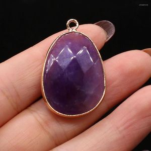 Hänge halsband Natural Stone Amethysts hängsmycken Big Water Drop Facetter för smycken som tillverkar DIY -halsband örhänge Tillbehör