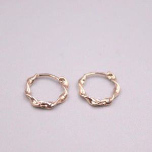 Hoop Earrings Real 18K Rose Gold Rope-Shape Band 9mm Outside Diameter Stamp Au750 For Woman Small