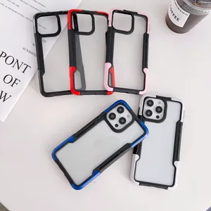 Podwójny kolor twarde akrylowe obudowy na iPhone 14 Pro Max 13 12 11 x xr xs 8 7 plus przezroczyste przezroczyste plastikowe komputer PC Soft TPU Bumper Ramka bez poślizg