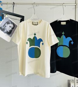 Xinxinbuy Men Designer Tee T Shirt 23SS Crown Clown Etikett Kort ärm Bomull Kvinnor Black Blue White Khaki Brown S-2XL