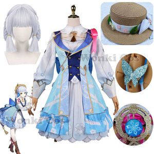 Anime Costumes Genshin Kamisato Ayaka Cosplay Come Dress Springbloom Pismo Ayaka Cosplay Peruka Nowa skóra pełna zestaw z kapeluszem Lolita sukienka Z0301