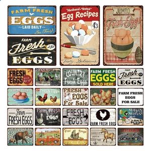 Farm Fresh Eggs For Sale Chicken Horse Targa in metallo Targa in metallo vintage Poster Pin Up Signs Decorazione da parete per cucina in fattoria Targhe in metallo personalizzate Dimensioni 30X20 w01