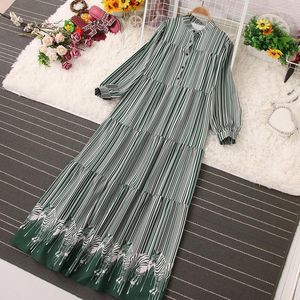 Sukienki swobodne sukienki koszuli w paski Kobiety Vintage Spring 2023 Luźna dama wakacyjna odzież vestidos elegancka szata femme boho