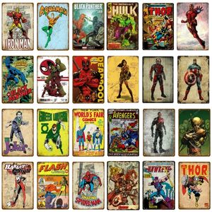 Vintage American Cartoon Art målning Retro Metal Signs Home Decor Classic Comics Poster Pub Bar Dekorativa plattor Metal Väggkonst Metal Plack Storlek 30x20cm W02