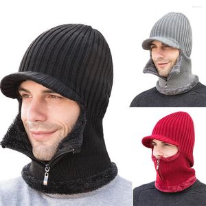 Cycling Caps Men Winter Warm Wool Hat Outdoor Ear Protection Thick Bicycle Knitted Cap Scarf Windproof Visors Tide Gorras