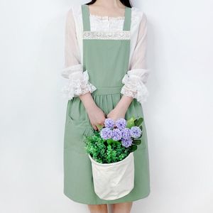 Aprons Lace Cotton Apron Florist Flower Shop Boba House Work Wear Baker Maid Cafe Coffee Waitress Pastry Chef Cook Uniform B69