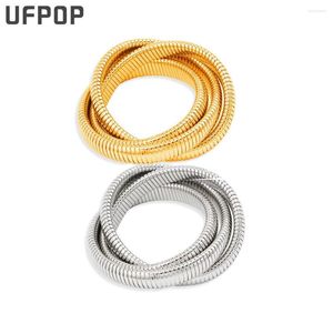 Bangle Waterproof Polished Stainless Steel Magnetic Clasp Elastic Bracelets HipHop Cuff Bangles Street Couple Birthday Gift Jewelry