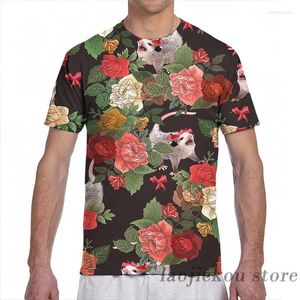 Erkekler tişörtleri opossum çiçek desen erkekler tişört kadınlar basılı moda kız gömlek çocuk üstleri tees kısa kollu tshirts