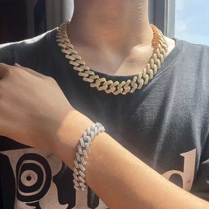 S925 Silver 6-18mm Wide Hip Hop Cuban Chain Moissanite Diamond 2 Rows Mans Jewelry Necklace Link Chain